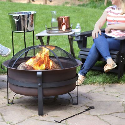 Image showing  29 in. Cauldron Outdoor Wood-Burning Fire Pit with Spark Screen