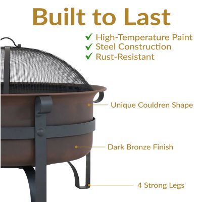 Image showing  29 in. Cauldron Outdoor Wood-Burning Fire Pit with Spark Screen