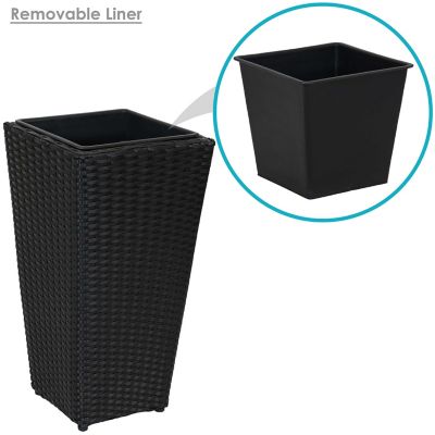 Image showing 5 th Sunnydaze Decor 6 gal. Polyrattan Decorative Square Basket-Style Planters, 9 in., 11.5 in., and 14.75 in. Square, Black, 3 pk.