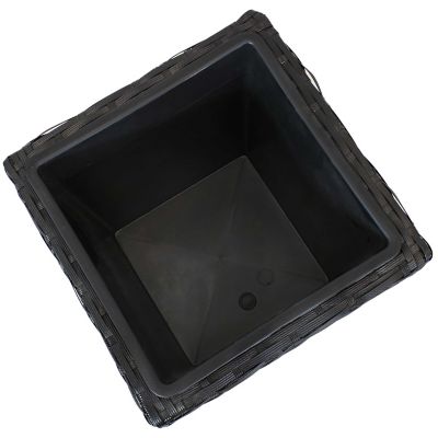 Image showing 7 th Sunnydaze Decor 6 gal. Polyrattan Decorative Square Basket-Style Planters, 9 in., 11.5 in., and 14.75 in. Square, Black, 3 pk.