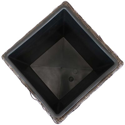 Image showing  Modern Decorative Standing Square Polyrattan Planter Containers, 24 in. Tall, Brown, 2-Pack