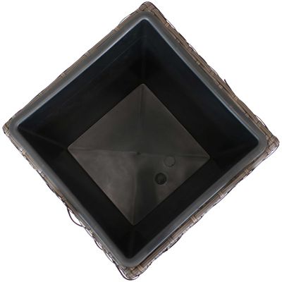 Image showing  Modern Decorative Standing Square Polyrattan Planter Containers, 20 in. Tall, Brown, 2 pk.