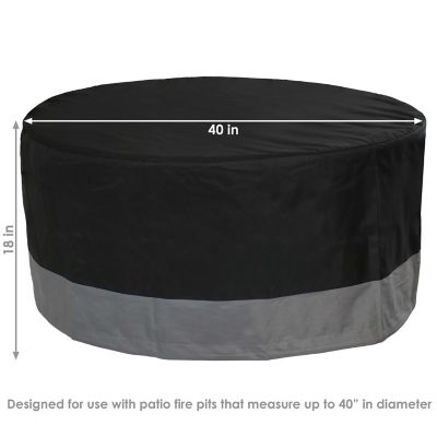 Image showing  Outdoor Heavy-Duty Weather-Resistant 300D Polyester Round Fire Pit Cover, 40 in. x 18 in., Black and Gray