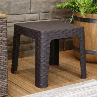 Image showing  18 in. Plastic Square Patio Side Table - Brown