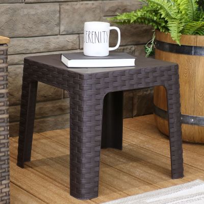 Image showing  18 in. Plastic Square Patio Side Table - Brown