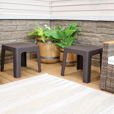 Image showing  Polypropylene Indoor/Outdoor Square Patio Side Table, Brown, 4 pk.
