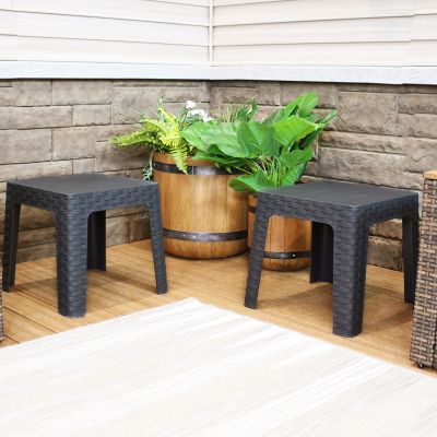 Image showing  18 in. Square Polypropylene Indoor/Outdoor Patio Side Table, Gray, 2pk