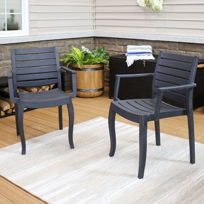 Image showing  Polypropylene Stackable Illias Outdoor Patio Arm Chair, Gray, 2pk