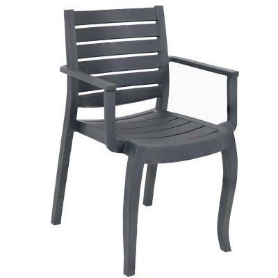 Image showing  Polypropylene Stackable Illias Outdoor Patio Arm Chair, Gray, 2pk