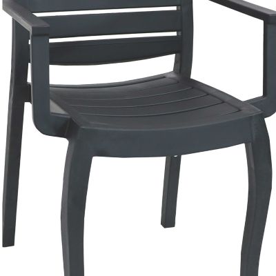 Image showing  Polypropylene Stackable Illias Outdoor Patio Arm Chair, Gray, 2pk