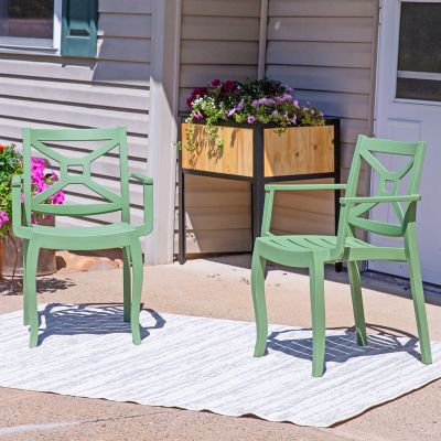 Image showing  Polypropylene Stackable Tristana Outdoor Patio Arm Chair, Green, 2 pk.