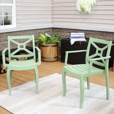 Image showing  Polypropylene Tristana Stackable Outdoor Patio Arm Chair, Green, 4pk