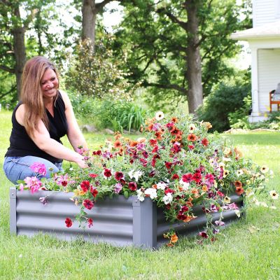 Image showing  Steel Raised Garden Bed, 47 in., Rectangular, Gray