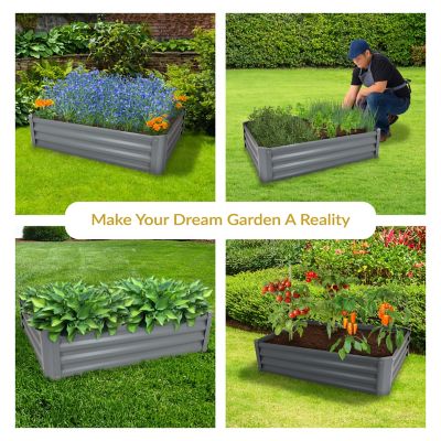 Image showing 6 th Sunnydaze Decor Steel Raised Garden Bed, 47 in., Rectangular, Gray