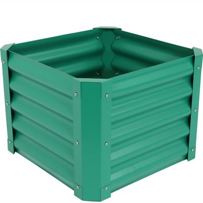 Sunnydaze Decor Raised Powder-Coated Steel Garden Bed Kit - 22 in. Square x 16 in. Deep - Green