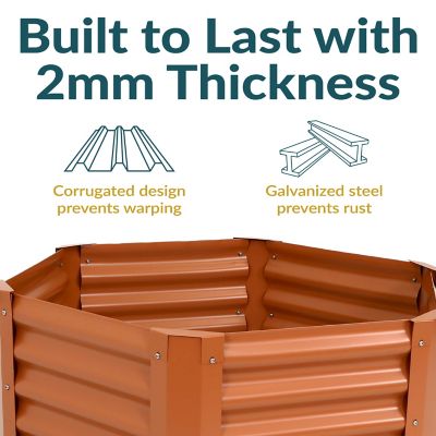 Image showing  Raised Powder-Coated Hexagon Steel Garden Bed Kit for Plants, Flowers, Vegetables & Herbs, 41 x 16in., Brown