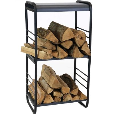 Sunnydaze Decor Modern Rounded Edge Iron and Steel Log Rack, 36 in.