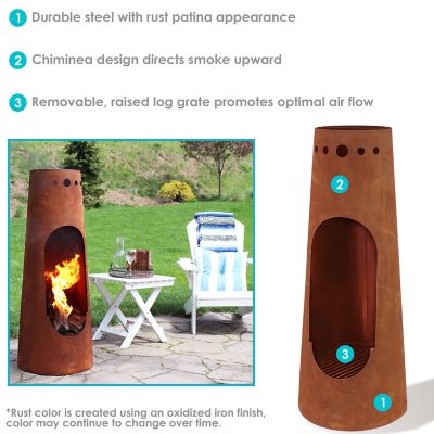 Image showing 6 th Sunnydaze Decor 50 in. Santa Fe Steel Wood-Burning Rustic Finish Chiminea