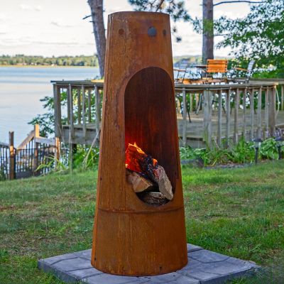 Image showing 9 th Sunnydaze Decor 50 in. Santa Fe Steel Wood-Burning Rustic Finish Chiminea