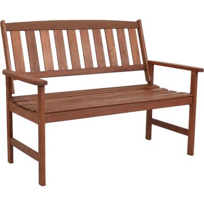 Sunnydaze Decor Meranti Wood 2-Seat Bench, Teak Oil Finish