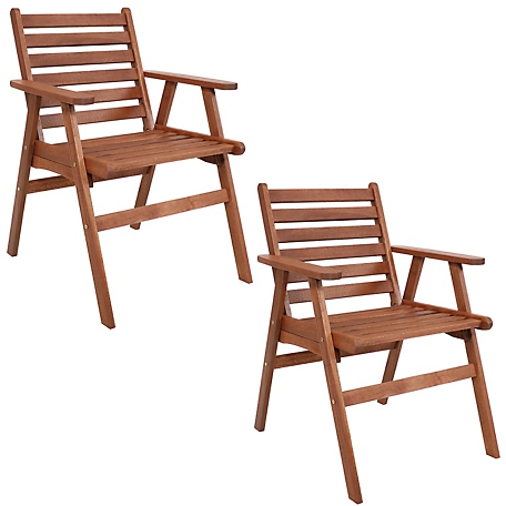 Sunnydaze Decor Meranti Wood Arm Chairs, 2-Pack