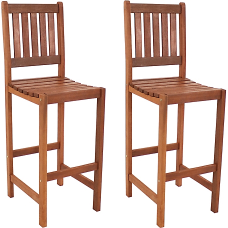 Sunnydaze Decor 2 pc. Meranti Wood Bar-Height Chairs