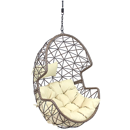 Sunnydaze Decor Lorelei Hanging Egg Chair with Cushions, 265 lb. Capacity