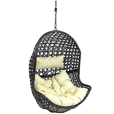 Sunnydaze Decor Lauren Hanging Egg Chair with Cushions, 265 lb. Capacity