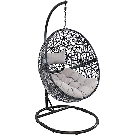Sunnydaze Decor Jackson Hanging Egg Chair with Cushion and Stand