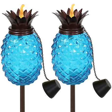 Sunnydaze Decor Tropical Pineapple Outdoor Torches, 2-Pack
