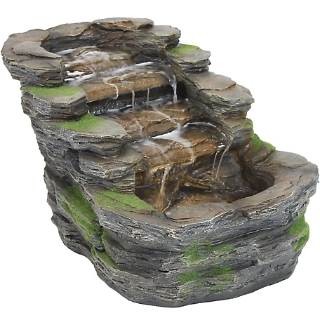 Sunnydaze Decor Shale Falls Outdoor Fountain with LED Lights, 22.5 x 16 x 13.75in., 70 in. Cord, 72 in. Pump Cord, XSS-455