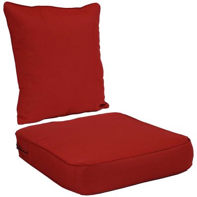 Sunnydaze Decor Outdoor Olefin Replacement Deep Back and Seat Cushion Set for Patio Chair, Red, 2 pc.