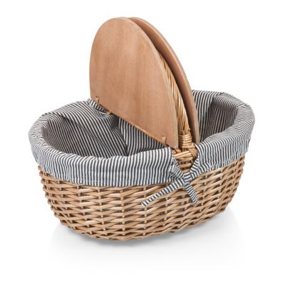 Image showing 1 th Picnic Time Blue Country Basket, 17.5 in. x 13.25 in. x 8.25 in.