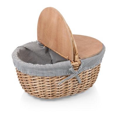 Image showing 3 th Picnic Time Blue Country Basket, 17.5 in. x 13.25 in. x 8.25 in.