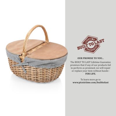 Image showing 4 th Picnic Time Blue Country Basket, 17.5 in. x 13.25 in. x 8.25 in.