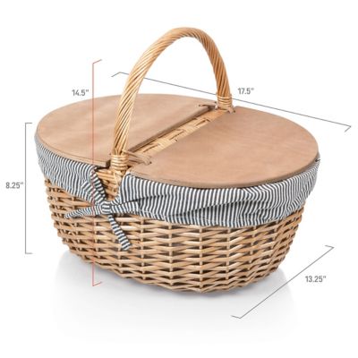 Image showing 5 th Picnic Time Blue Country Basket, 17.5 in. x 13.25 in. x 8.25 in.