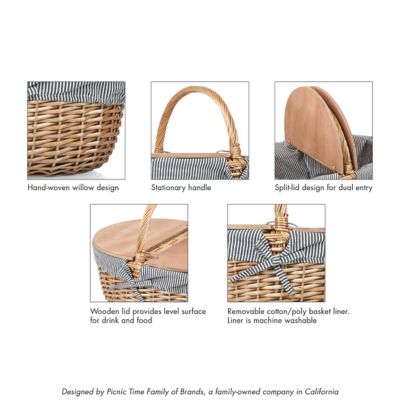 Image showing 6 th Picnic Time Blue Country Basket, 17.5 in. x 13.25 in. x 8.25 in.