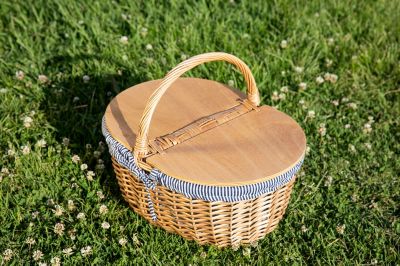 Image showing 10 th Picnic Time Blue Country Basket, 17.5 in. x 13.25 in. x 8.25 in.