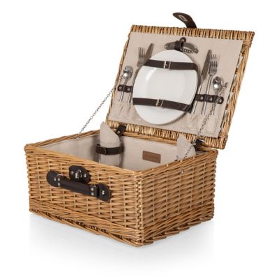 Picnic Time Beige Classic Picnic Basket, 16 in. x 12.2 in. x 7.87 in.