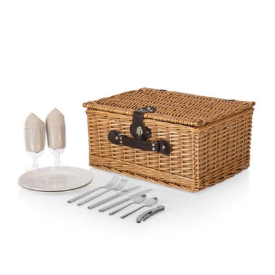 Image showing  Beige Classic Picnic Basket, 16 in. x 12.2 in. x 7.87 in.
