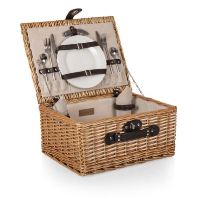 Image showing  Beige Classic Picnic Basket, 16 in. x 12.2 in. x 7.87 in.