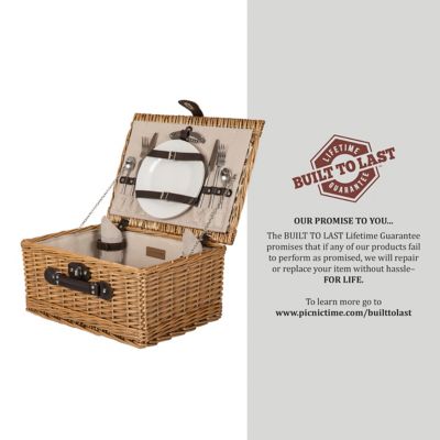 Image showing  Beige Classic Picnic Basket, 16 in. x 12.2 in. x 7.87 in.