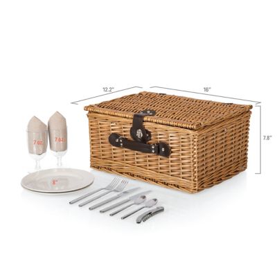 Image showing  Beige Classic Picnic Basket, 16 in. x 12.2 in. x 7.87 in.