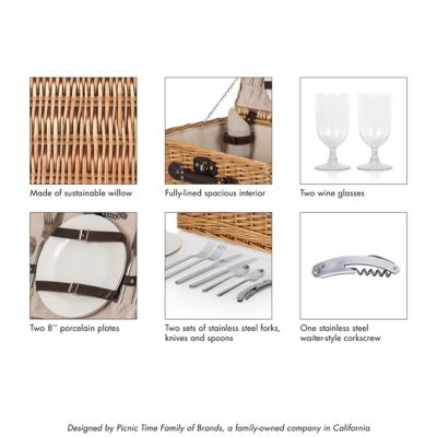 Image showing 5 th Picnic Time Beige Classic Picnic Basket, 16 in. x 12.2 in. x 7.87 in.
