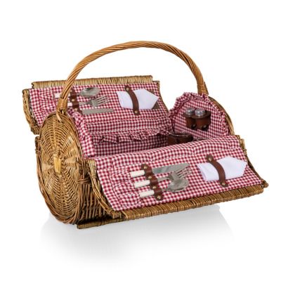 Picnic Time Barrel Basket, Red