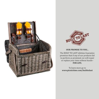 Image showing 4 th Picnic Time Gray Kabrio Basket, 14-1/2 in. x 11 in. x 10 in.