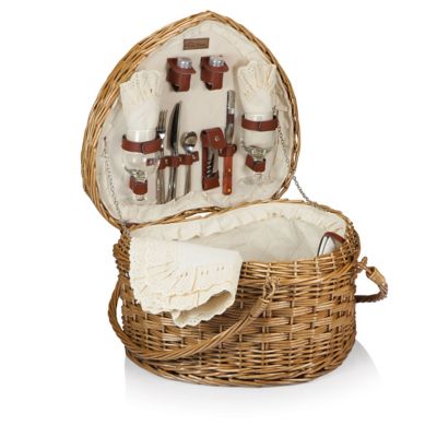 Picnic Time Heart Basket, Antique White