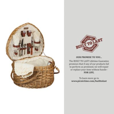 Image showing 5 th Picnic Time Antique White Heart Basket, 14.5 in. x 11 in. x 10 in.