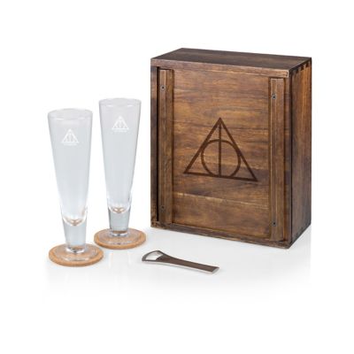 Legacy Warner Bros Harry Potter Beverage Glass Set, Deathly Hallows, Brown