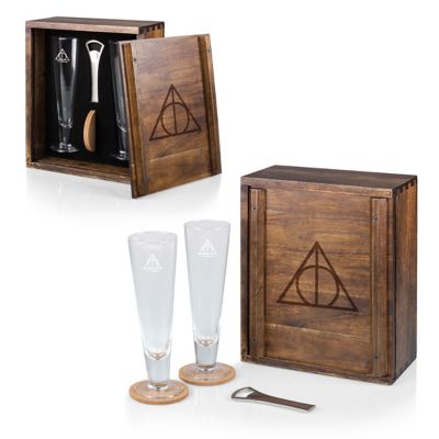 Image showing  Warner Bros Harry Potter Beverage Glass Set, Deathly Hallows, Brown